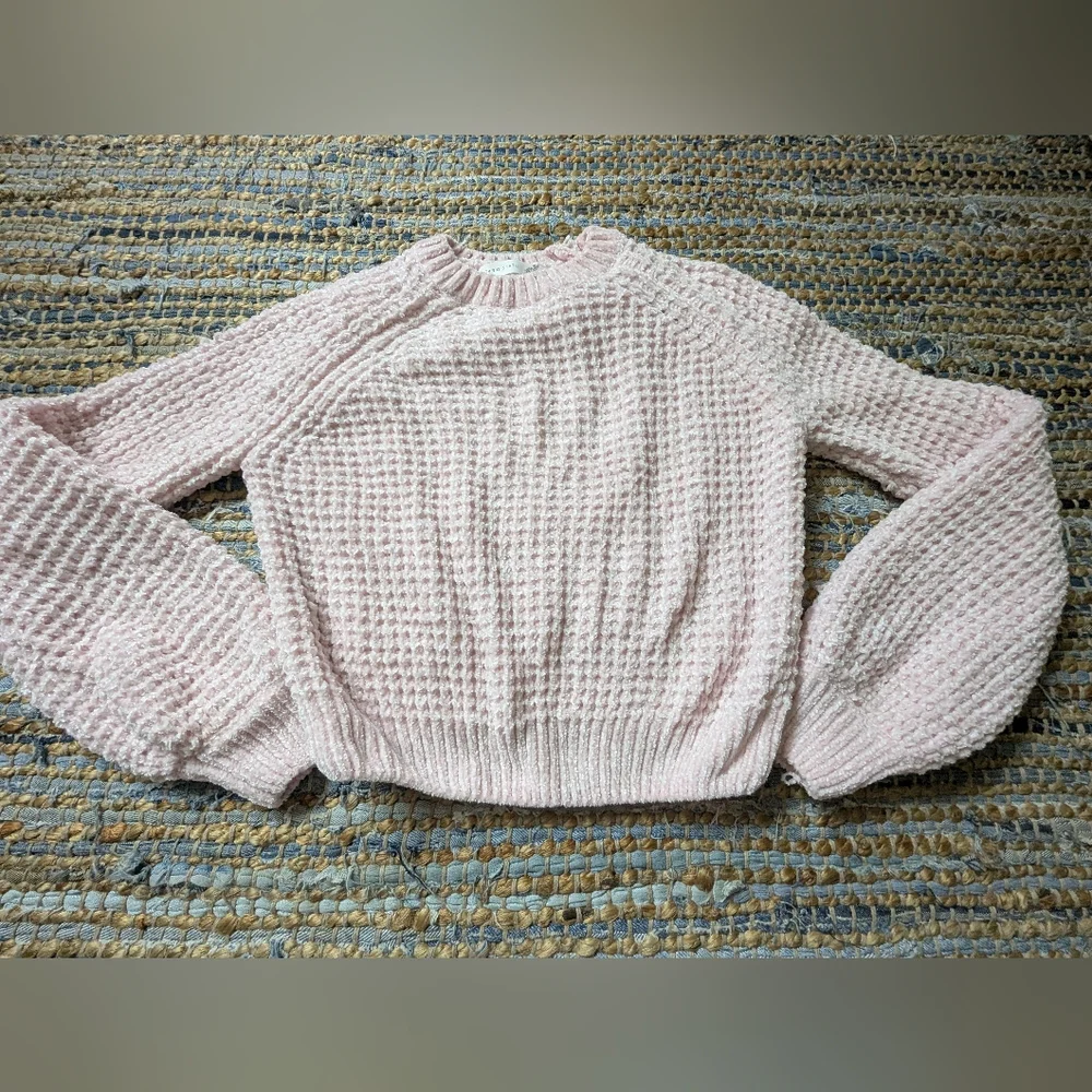 Altar’d State Blush Pink Chenille Textured Slightly Cropped Sweater XXS L/S Ribb
